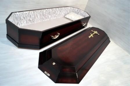 Гробы лакированные Гроб восьмигранный «Морель с прямым багетом»